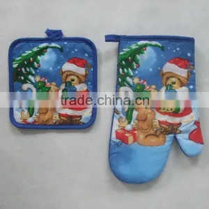 Printed Cotton Kitchen Set Cooking Pot Holder and Glove Set China Supplier thumbnail-4