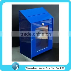 Blue Acrylic Suggestion Box, Lockable Ballot Box, Standing Acrylic Mailbox thumbnail-1