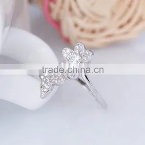 Wholesale 925 Stering Silver Jewelry Sunflower Butterfly Zircon Design Pave Setting Ring thumbnail-2