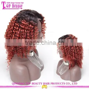 Qingdao Top Beauty Unprocessed Wholesale Virgin Malaysian Hair Afro Kinky Curly Two Tone Color Wig thumbnail-2