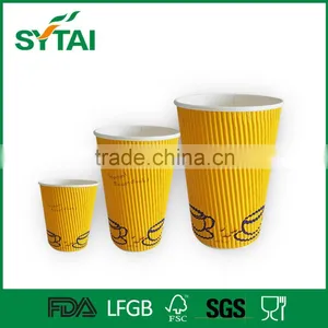 16 oz Ripple Wall Coffee Paper Cup With Black Lid thumbnail-4
