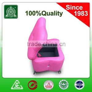 Very Nice Pink Leather Flowery Storage Ottoman thumbnail-1