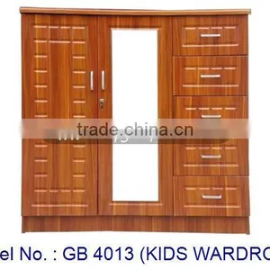 Kids Wardrobe Children Closet 3 Doors With Mirror Suitable For Home Bedroom With Drawers In Modern Design thumbnail-1