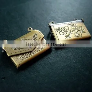 13x21mm Vintage Style Antiqued Brass Bronze Envelope Photo Locket Pendant Charm DIY Supplies 1191001 thumbnail-2