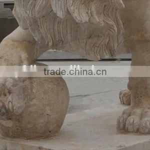 Gate Decoration Yellow Lion Marble Carving thumbnail-5