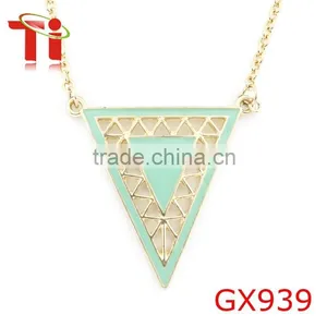 Simple Mint Green Enamel Triangle Pendant Necklace, Neckles Jewelry Wholesale, thumbnail-1