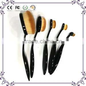 5 Pcs Tooth Brush Shape Oval Makeup Brush Set Private Label MULTIPURPOSE Professional Foundation Powder Brush Kit With Bag thumbnail-1