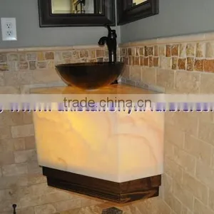 NATURAL STONE BACKLIT ONYX PEDESTALS SINKS thumbnail-3