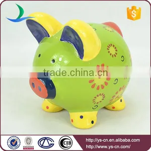 2015 Newest Ceramic Lovely Green Decal Piggy Bank With Coin Counter thumbnail-1