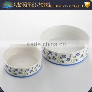 Wholesale Ceramic Pet Product of Dog With Blue Flower Decal thumbnail-1
