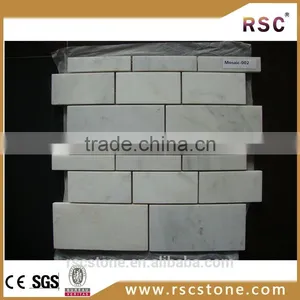 White Carrara Marble Mosaic Tile Strip Style thumbnail-1
