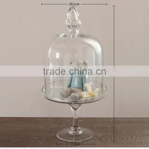 Large Hand Blown Home or Wedding Table Centerpieces Bell Glass Jars With Long Stem for Food Store thumbnail-3
