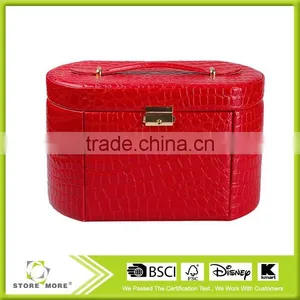 Hand Made Luxury Large Mirror Lockable Pink Gift Custom Leather Jewelry Box thumbnail-5