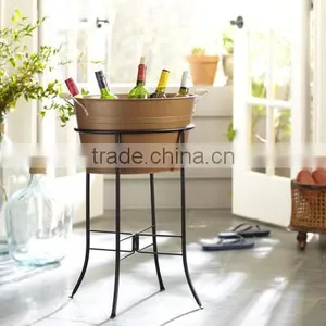 Round Metal Tubs For Beer in Iron Galvanized With Wrought Iron Stand thumbnail-1