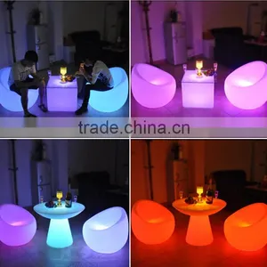 Outdoor Bar Table and Chair Seating Set LED Illuminated Lighting Furniture thumbnail-2