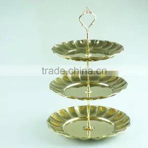Stainless Steel Metal Flower Plate Salver Metal Decoration With 3 Layer thumbnail-5