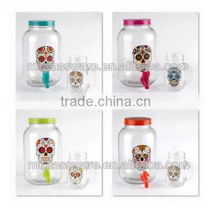 Holiday Decorative Halloween Glass Item/juice Use Glass Dispenser and 16oz Mason Jar thumbnail-5