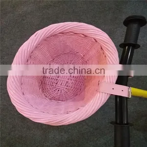 Cheap Round Pink Wicker Bike Basket thumbnail-2