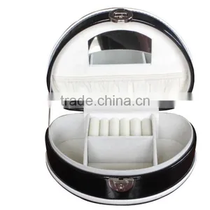 Black Leather Display Glass Top Jewelry Case Organizer thumbnail-1