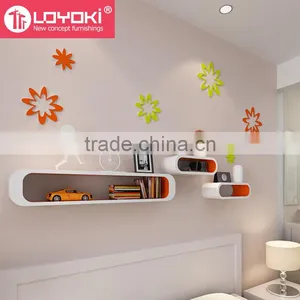 Wall Stickers DIY Wood 3D Flower Shape Home Decal Living Room Murals Wall Wood Furniture Sticker Decor thumbnail-4