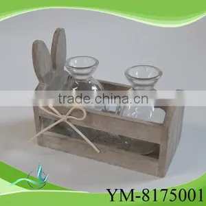 Wooden Rabbit Decoration Candle Holder Decoration for Christmas Day thumbnail-1