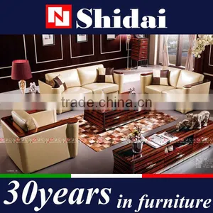 New Chinese Leather Sofa Furniture, Wooden Sofa Set Designs thumbnail-1
