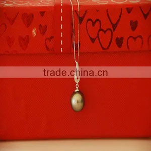 9-10mm Black Tahitian Pearl Pendant Necklace thumbnail-1