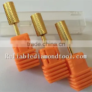 Shank Diameter 2.35MM Total Length Golden Carbide Burr for Nail Large Barrel thumbnail-1