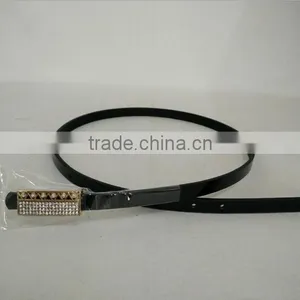 Wholesale Colourful Rhinestone Paved Alloy Buckle Sex Women Lady Thin PU Waist Belt thumbnail-5