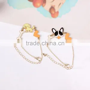 Lovely Dog Bone and Heart Charms Bracelet Enamel Animal Charms Bracelet Gold Chain Bracelet thumbnail-5