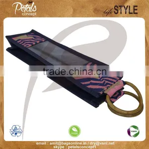PP Laminated Jute One Bottle Wine Bag With Cane Handle & With Front Window thumbnail-4