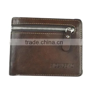 2015 Most Popular Zipper Coin Pocket Mens Leather Wallet thumbnail-1