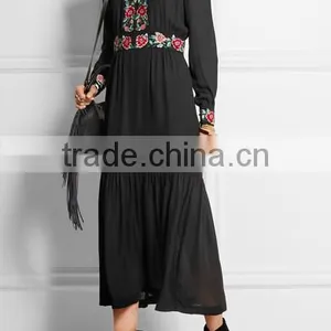 Long Sleeve Black Embroidery Dress Design Latest Women Hand Embroidery Design For Dress HSD6667 thumbnail-6