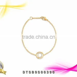 Gold Plated Alphabet D Letter Bracelets With CZ Studded thumbnail-1
