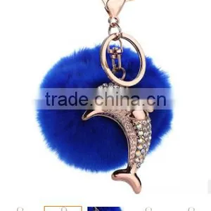 2017 New Design Animal Fur Pom Pom Keychain Wholesale Fur Ball Animal Keychain Hot Selling Fur Ball Woman Bag Charms thumbnail-6