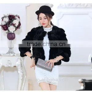2016 New Real Rabbit Fur Coat Women Fashion Fur Jacket Low Sale Good Quality Rabbit Real Fur Coat thumbnail-2