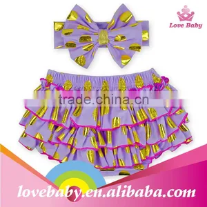 New Arrival Baby Shorts Golden Polka Dot Bloomers Toddlers Pants With Headband thumbnail-4