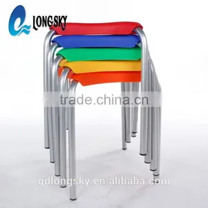 LS-4010 Cheap Colorful Small Plastic Square Stacking Stools With Metal Legs Portable Wholesale thumbnail-6
