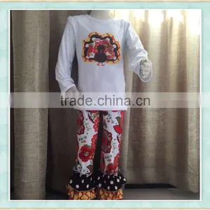 Kids Clothing Manufacturers Turkey Embroidery Long Sleeve Girls Outfits Wholesale Thanksgiving Fall Boutique Clothing 2017 thumbnail-1