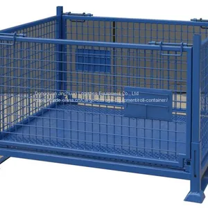 Foldable Steel Galvanized Wire Pallet Cage Warehouse Storage thumbnail-1