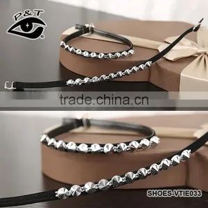 Cheap Wholesales ABS Stud Leather Shoelaces for Women Shoe Decoration Accessories thumbnail-3