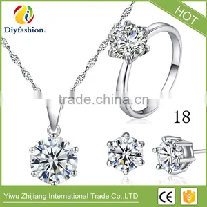 2017 Hot Selling White Gold Plated Jewelry Three-Piece Suit With Cubic Zircon Earring Ring And Necklace thumbnail-5