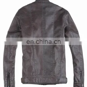 2015 Last Fashion Mens Hot Selling Handsome Spring Slim Leather Coat thumbnail-3