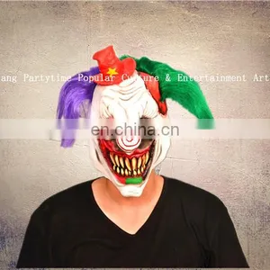 Carnival Halloween Party Red Hair Clown Joker Latex Full Head Mask thumbnail-3