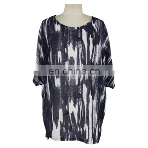XXXL Size Abstract Print Fat Women T-Shirt Beach Wear thumbnail-1