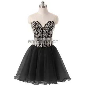 Wholesale Sweetheart Sleeveless Crystal Tulle Short Cocktail Dress SD015 thumbnail-2