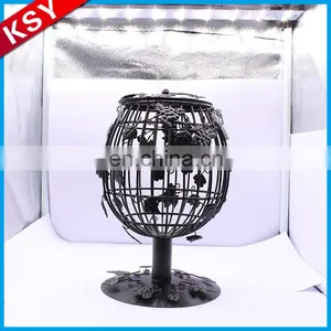 Hot New Products For 2017 Black Metal Glass Candle Holder For Decoration thumbnail-2