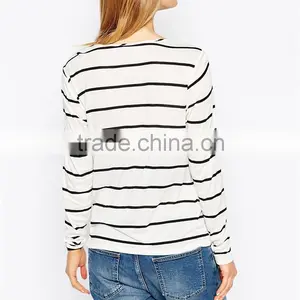 Wholesale 100 Cotton Long Sleeve Soft Stripe Maternity Tops thumbnail-3