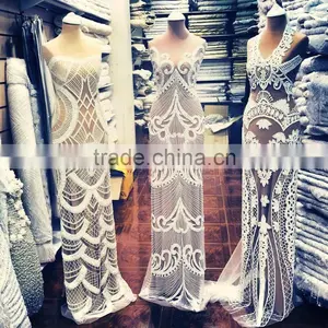 GOWN HANDWORK FABRIC TRIM APPLIQUE DRESS thumbnail-1
