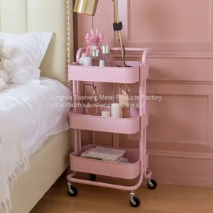 Kitchen Cart With Baskets Wheel Trolley For Kitchen Stainless Steel Vegetable Trolley thumbnail-1